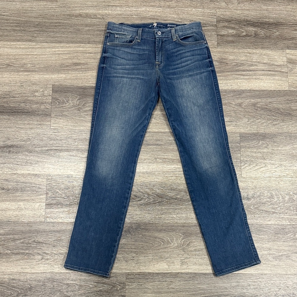 7 For All Mankind Medium Blue Kimmie Straight Leg Jeans